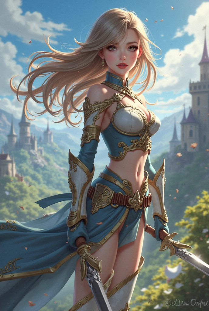 Staged photo, A beautiful girl is standing, proud, Beautiful, blonde, blue eyes, Goddess of the Hunt with a spear in her hand, Snow leopard nearby, expressive eyes, fangs, Front paws on a stone, high in the mountains, Tall mountain trees, Relic Forest, mountains, Clouds, blue skies, Bright, saturated colors, Xena Style: Warrior princess, HD quality, 3D фотореализм, ((Photos in HD quality, High Resolution)) Dynamic poses, ethereal, Mystical, высокая детализация 8k, 12), High Resolution, super detaill, analog style, soft-lighting, Subsurface dispersion, Realism, Shadow Depth, Masterpiece, Best Quality, ultra realistis, 8K, Complex, (Detailed), (Complex), (8K), (HDR), (sharp-focus), Perfect fingers, Highly detailed, expressive, Masterpiece, (High detail of skin and hair), ((Highly detailed eyes)), (very detailed clothes))))