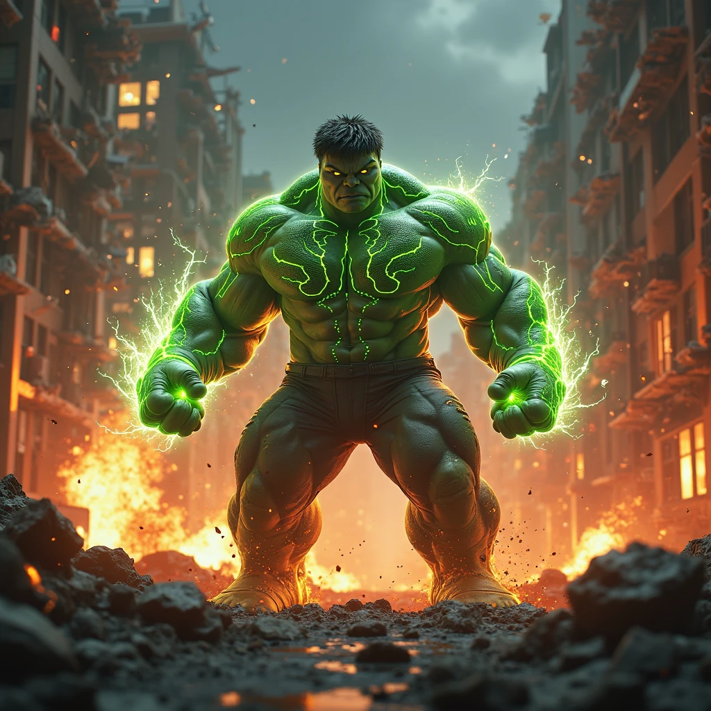 Hulk in ghost Rider look with ghost Rider bike