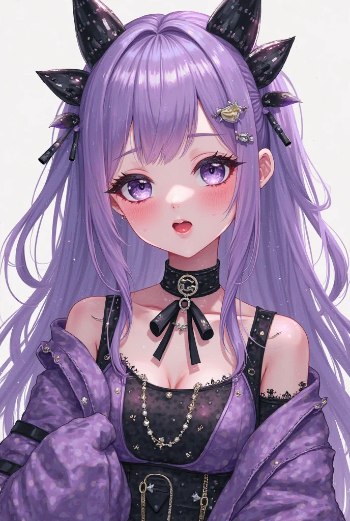 ultra-quality, High resolution,(Masterpiece 1.3),Best Quality++, Ultra-detailed+, Dynamic Angle,Beautiful girl lips, slim, 28 years old,slender, Colossal tits, gal make,large earring,Necklaces,the ring, Beautiful shoulders, Beautiful legs, droolng,Various hair colors,((Various hair styles)),((Silvery hair)), Short hair, Straight hair,((Purple Gothic Costume 1.4))、mare、hawaii、resort hotel、Lots of women