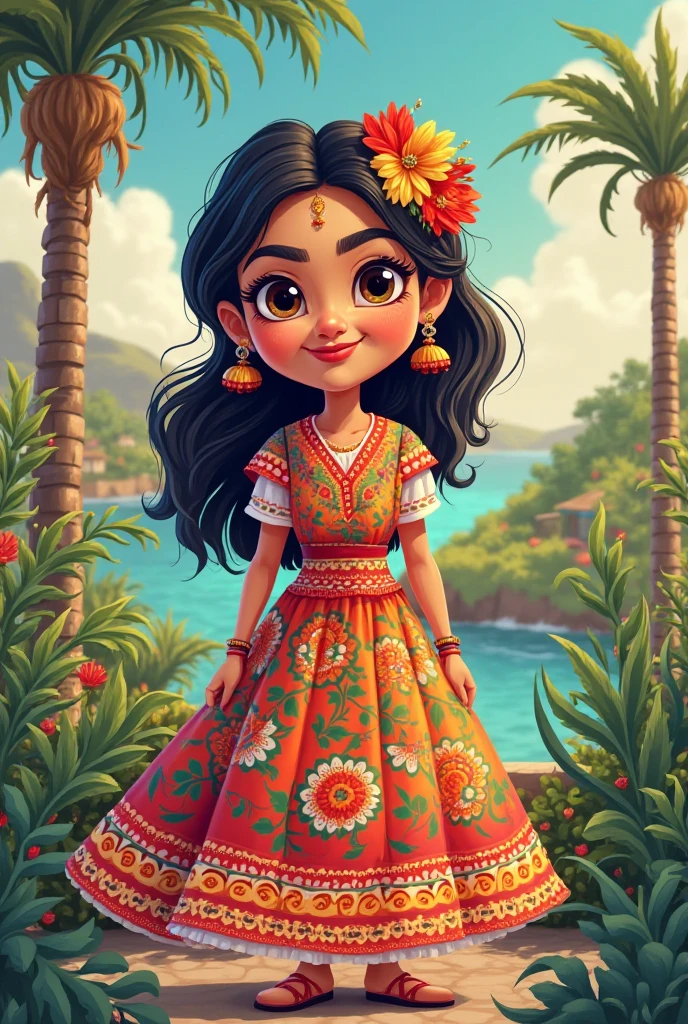 (animated cartoon) Guane indigenous girl from Colombia
