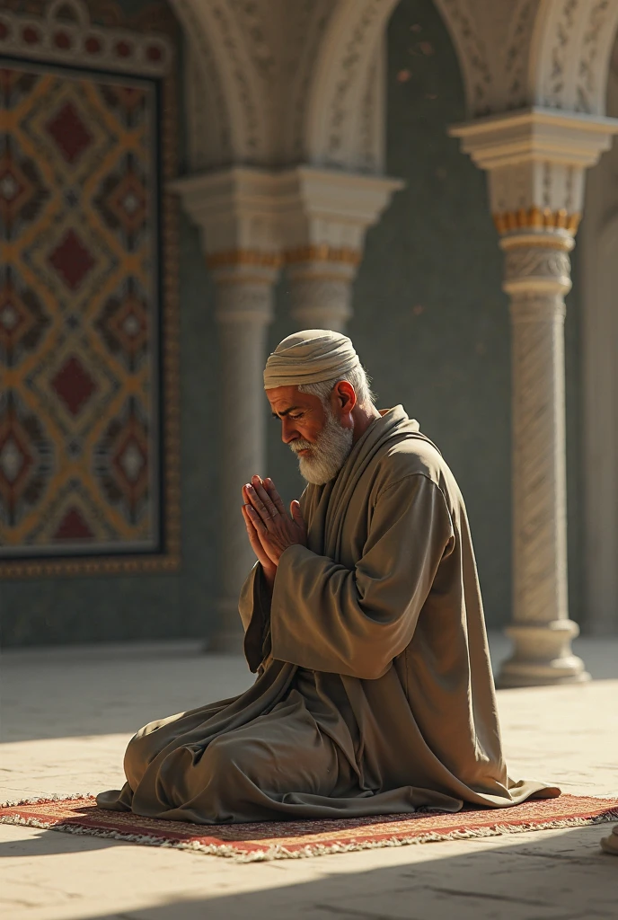 Old man prostration in mosque