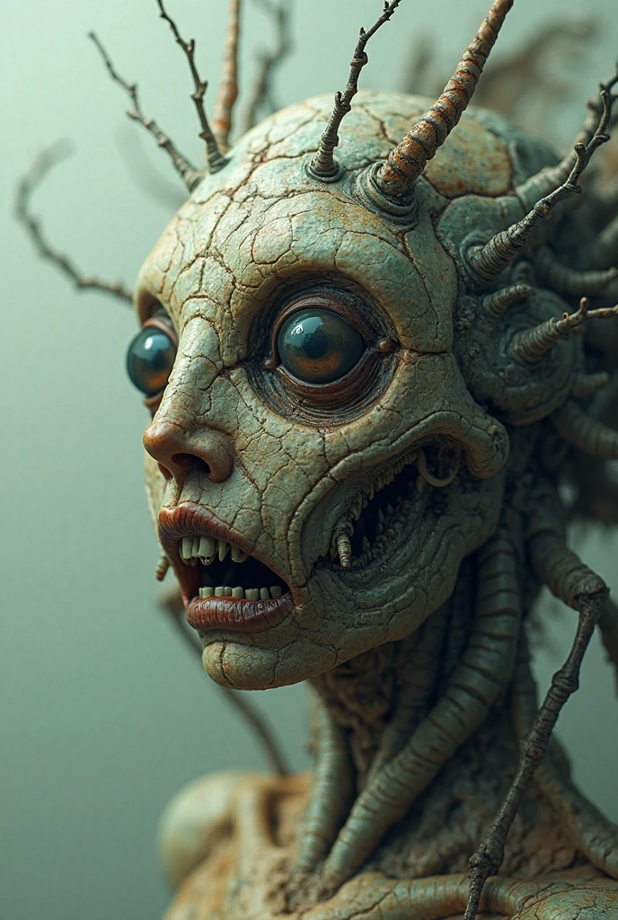 A close-up view of an interdimensional creature's intricate, multi-dimensional anatomy. Its body appears to exist in multiple realities simultaneously, creating a mesmerizing visual puzzle. Captured in a hyper-detailed, artistic style with a macro lens, showcasing the complexity of its existence.  