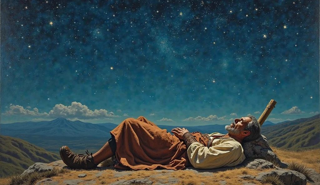 Biblical character Jacob sleeping at 30 years old 