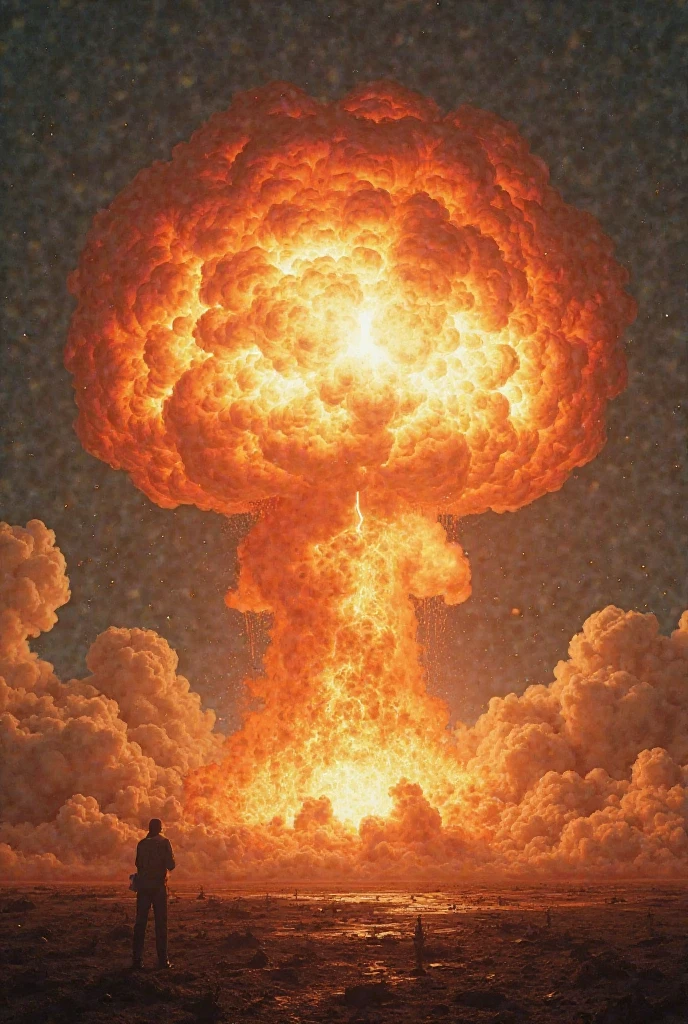score_9, score_8_up, score_7_up,   detailed background, realistic lighting, 
1 girl, slim and fit, detailed eyes, 
 <lora:Nuclear_Explosion epoch10:1>, nuclear explosion, nuclear explosion in background, 
on planet surface,