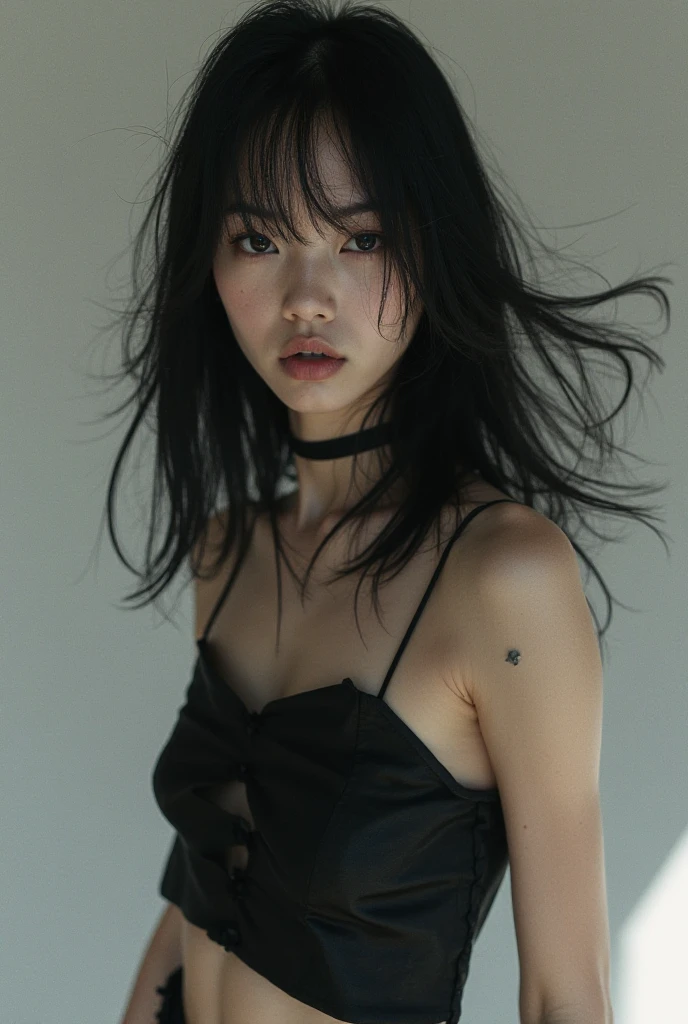 a hyper realistic 80s goth beautiful asian woman