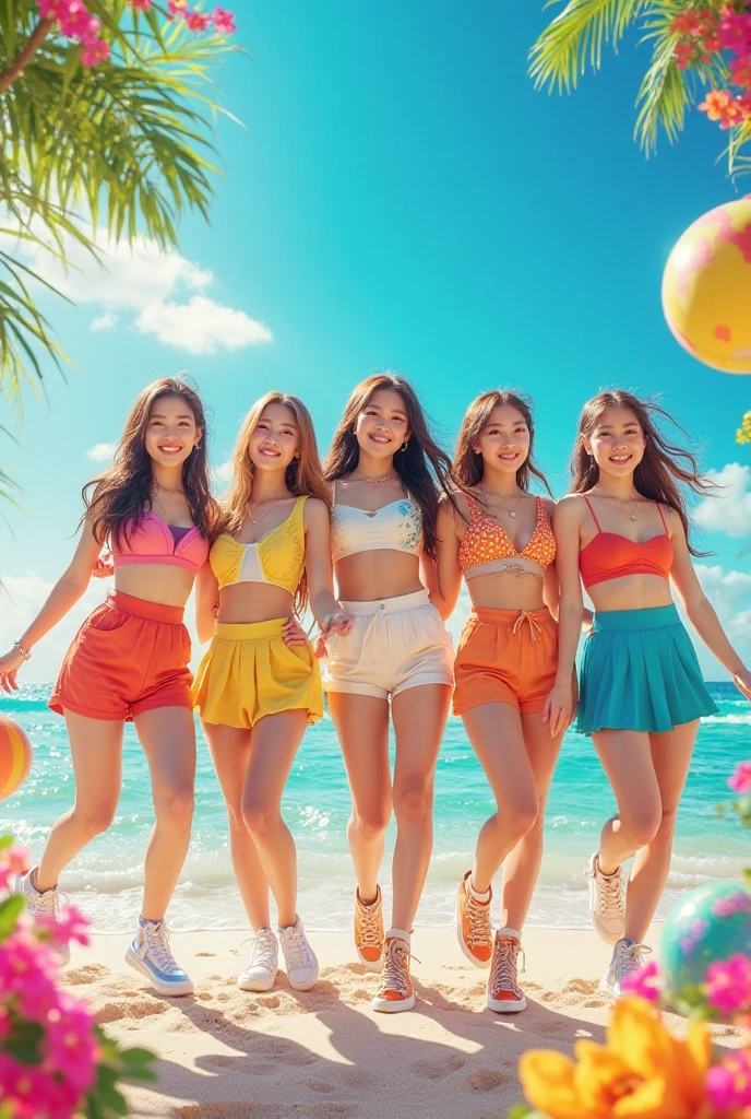 Create the cover art for a K-pop album, Summer Theme 