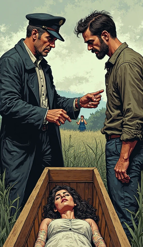 Hyperrealistic color comic 1950s a drunk cowboy lying outside with a bottle of liquor in his hand at the door of a saloon his horse next to him in the American Wild West a woman helps him up