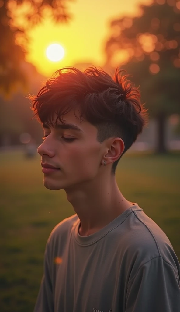 film photography portrait of a teenage guy, hyperrealistic, overcast lighting, shot on kodak portra 200, film grain, nostalgic mood