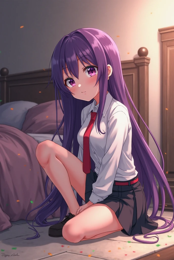 ランダムなポーズ、Spread legs, feet up, bright red face, full nudity, solo sex, light purple hair, semi-long hair, light purple eyes, sweating, embarrassed look, blush, embarrassed, sexy look, bright red face, 8K, amazing Quality, masterpiece, ultra-definition, light purple hair, semi-long hair, light purple eyes, small breasts, perfect hands, thin hands, vibrator, vagina, vagina visible, no panties worn, lower body nude, 1 dildo, underwear , naked dildo, dildo underwear, naked dildo, standing, bra, wet vulva, tearful, wet vulva, wet crotch, collared shirt, pleated skirt, bowing, spread legs, feet up Raised, missionary bird's eye view, legs spread, boy and girl having sex, on the bed, sexy expressions, front view, shy, night, on the bed, trying hard, nsfm, collared Shirt, pleated skirt, ribbon, wet crotch, one dildo, underwear, dildo under pants, dildo under clothes, dildo in pussy, standing, bra