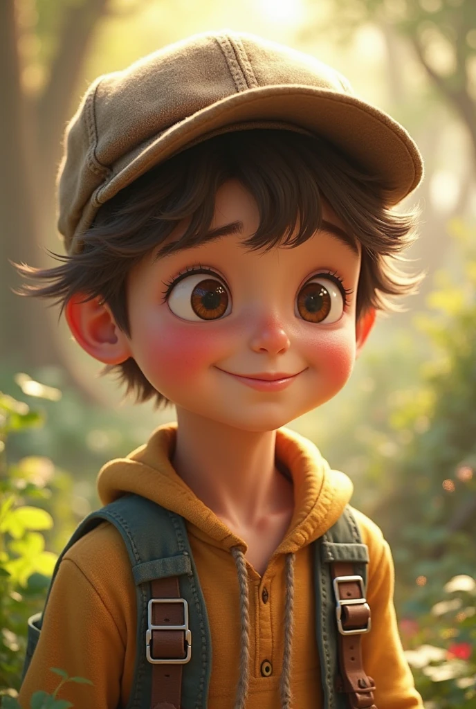 The young boy with cap and jacket 