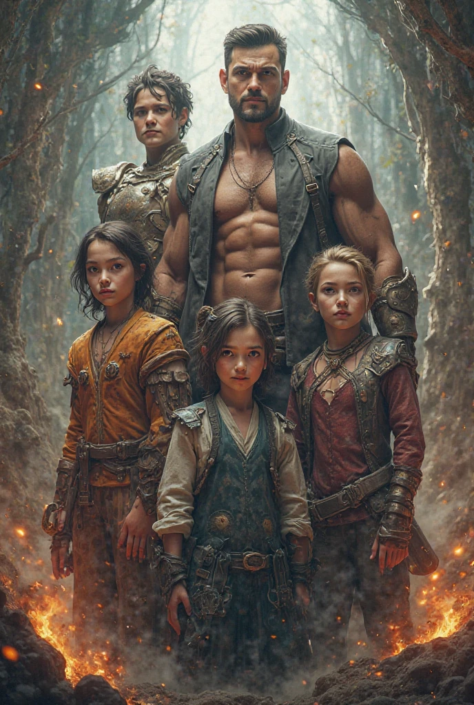a man, a child, and a woman dressed in native clothing sitting next to each other, cyber steampunk 8k 3d, alexander abdulov, motherboard, interconnected human lifeforms, russian shaman, by Raymond Teague Cowern, ecopunk, beautiful biomechanical djinn, peter hurley --auto --s2