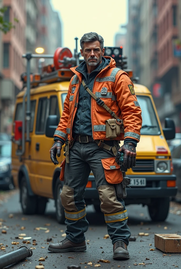 male, height 180cm, modern Chinese, post-apocalyptic, refugee, blue jacket, white t-shirt, blood stains, dirty cargo shorts, leg wounds, military boots, heavy backpack, face dirt and scratches, determined look, Pixar style, detailed, realistic