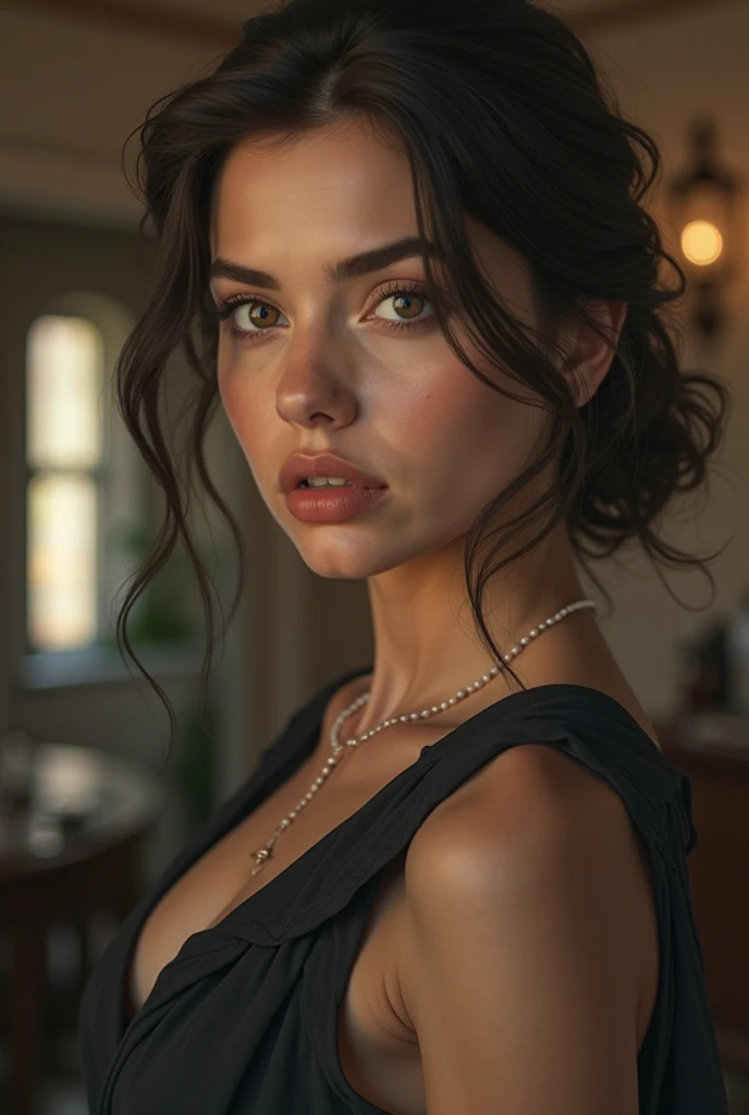 (Please open your mouth wide:1.9), (Semen-covered .:1.8), (Frightened expression:1.5), (A look of contempt:1.5), Luxury hotel interior, Browsing Caution, masterpiece, Highest quality, Accurate, 超High resolution, retina, Very detailed, Awards, High resolution, Anatomically correct, (Realistic:1.4), RAW Photos, (Soft Saturation:1.3), (Fair skin:1.2), 8k, 1 person, Mature adult woman, Beautiful evil, Evil and nasty sexy women, (Perfectly beautiful woman, A perfectly beautiful face, Perfectly beautiful eyes, perfectly beautiful nose, perfectly beautiful nose孔, perfectly beautiful lips), (Chestnut-colored hair tied on top of the head), (Compensate:1.3), (Eye Reflexes:1.3, Solid Circle Eye, Ring-shaped eyes, Sparkling eyes:1.2, Long eyelashes:0.7, Amber Eyes), (Crystal Earrings, Shiny gold necklace), (Captivating smile:1.4, Cruel smile:1.4), (dark red lips:1.3, Glossy Lips:1.5,Lip reflection:1.5),  (clavicle, Cleavage, Huge saggy breasts, Silk dress:1.5), (Detailed texture of wrinkles on clothing:1.3), Looking at the audience, POV, Bukkake