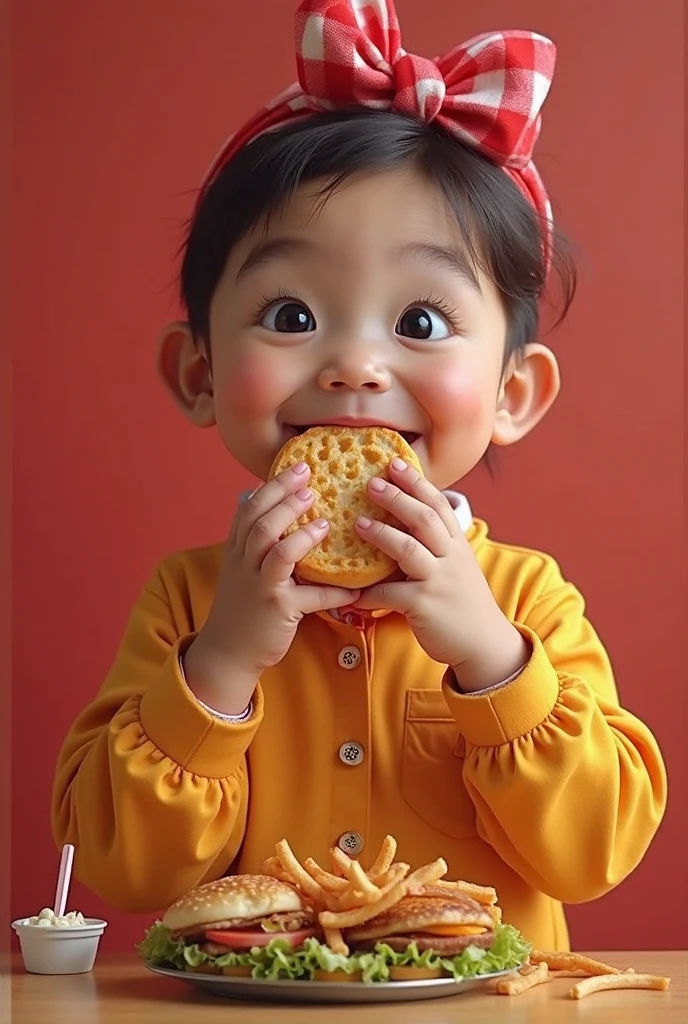 child eating fried pastry