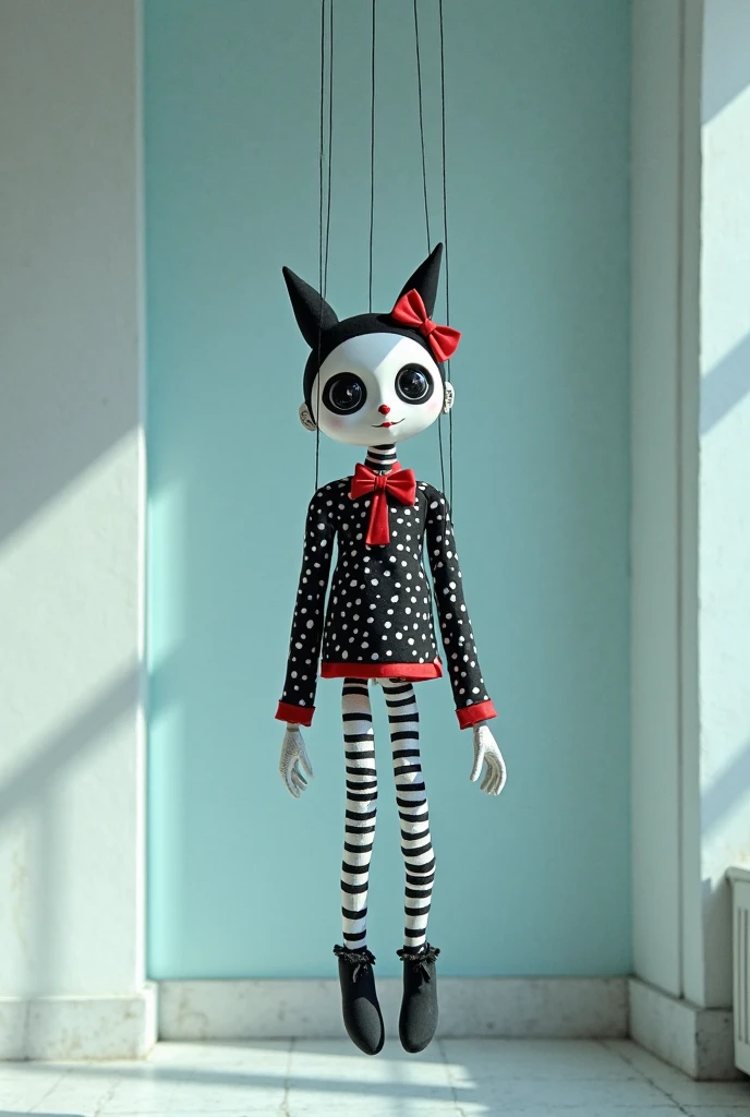 Unseen String A marionette character hangs suspended from a thin rope, giving the ...