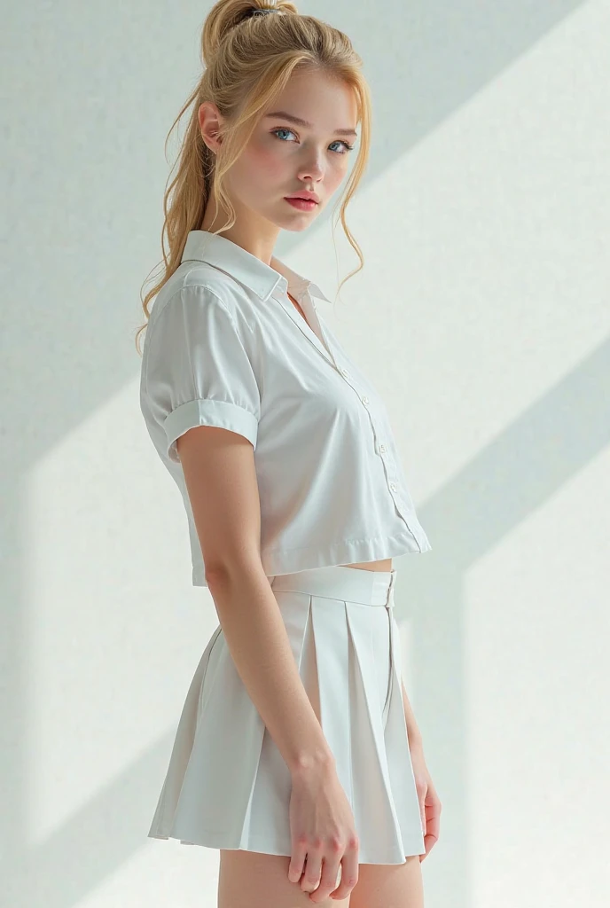 a beautifull girl, white skin, masterpiece, textured skin, super detail, high details, high quality, 8k, she looking at sky
wearing a shirt, small skirt, wearing a eyer rings, littile smlie, wet body,