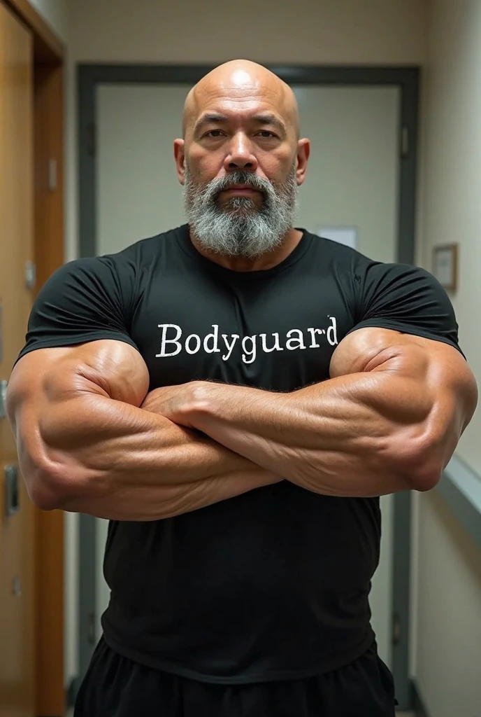 (handsome mature man), (50 yo), white man, wearing a tank top and sport shorts, bulge, (beefy:1.3), beard, looking at viewer, beautiful man, detailed eyes, symmetric face, smirk, robust,