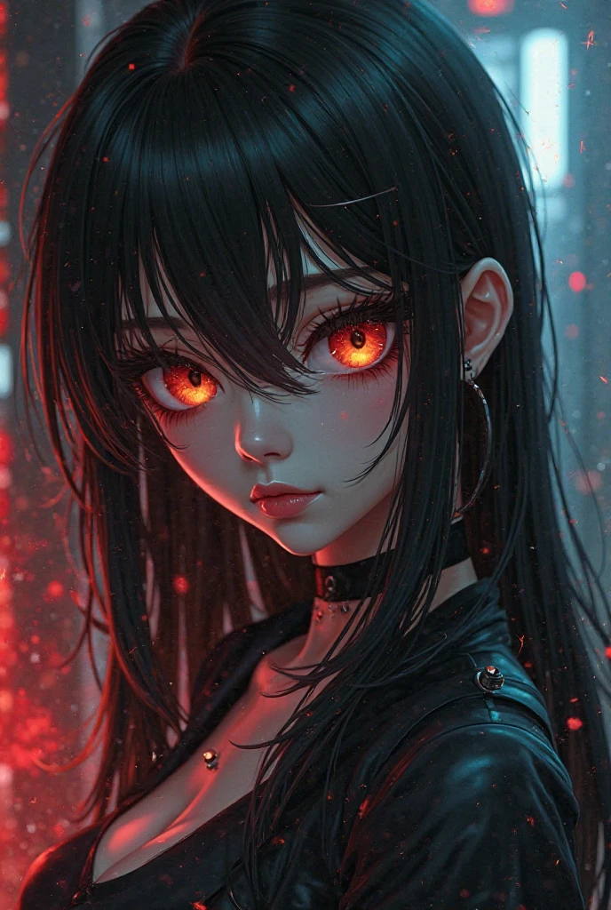 anime comic art ((a female vampire's pair of glowing eyes shines)) close up picture, (((the fog hides the face))), you see only the glowing eyes , you see only the pair of eyes, fantasy dark alley background, the fog fills the alley, you see only the glowing eyes