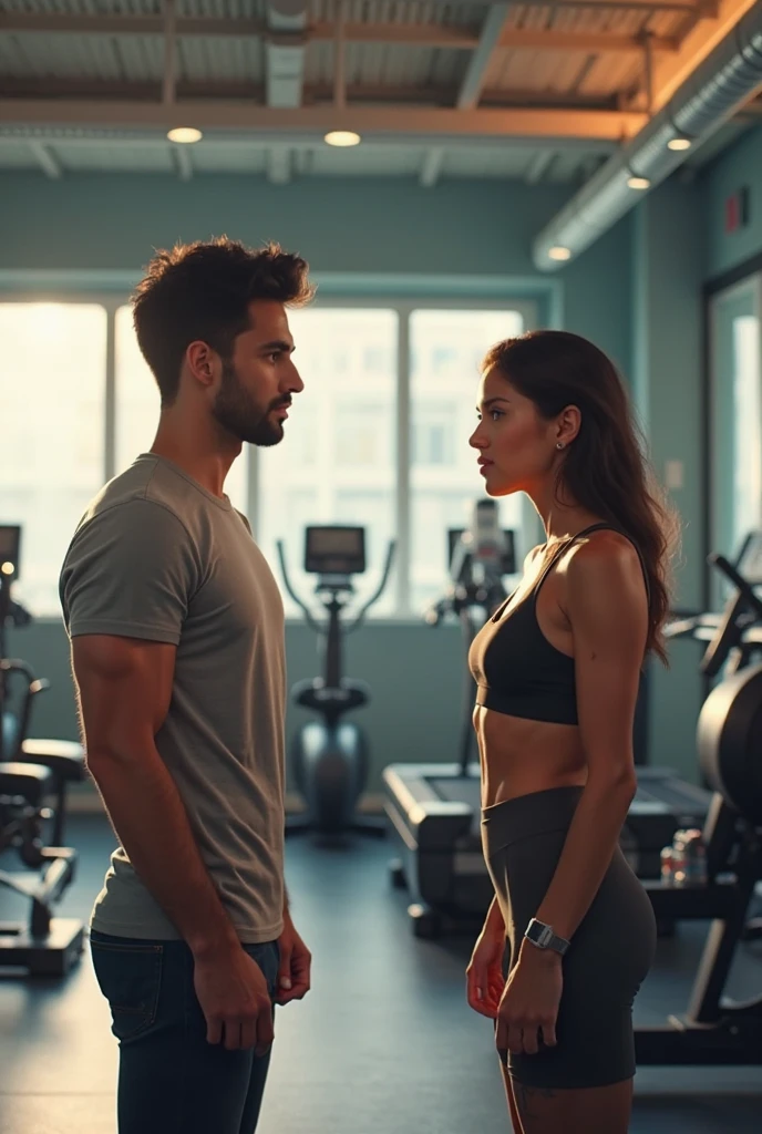 People training in the gym, golden hues