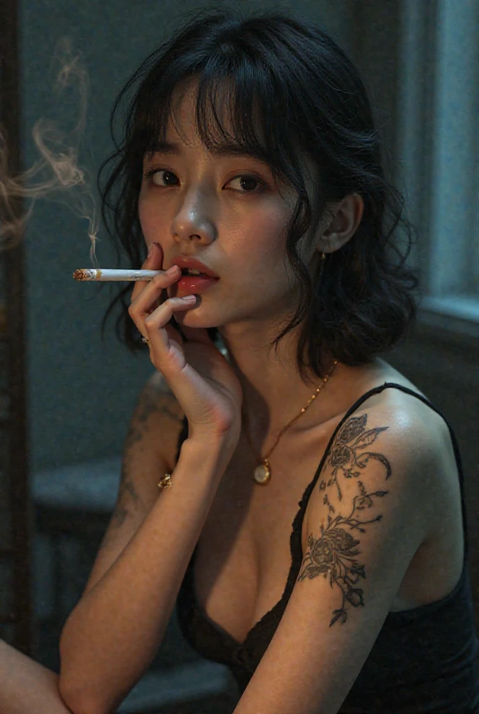 devastated woman with a cigarette and a tattoo on her arm, of taiwanese girl with tatuagens, tatuado, with tatuagens, garota magra da yakuza, beautiful Asian, 2 modelo feminino de 4 anos, Asian, Xisionwu, uma mulher Asian, uma jovem Asian, chinesa, tatuado, beautiful chinese model, tatuagens, características Asians, linda mulher Asian