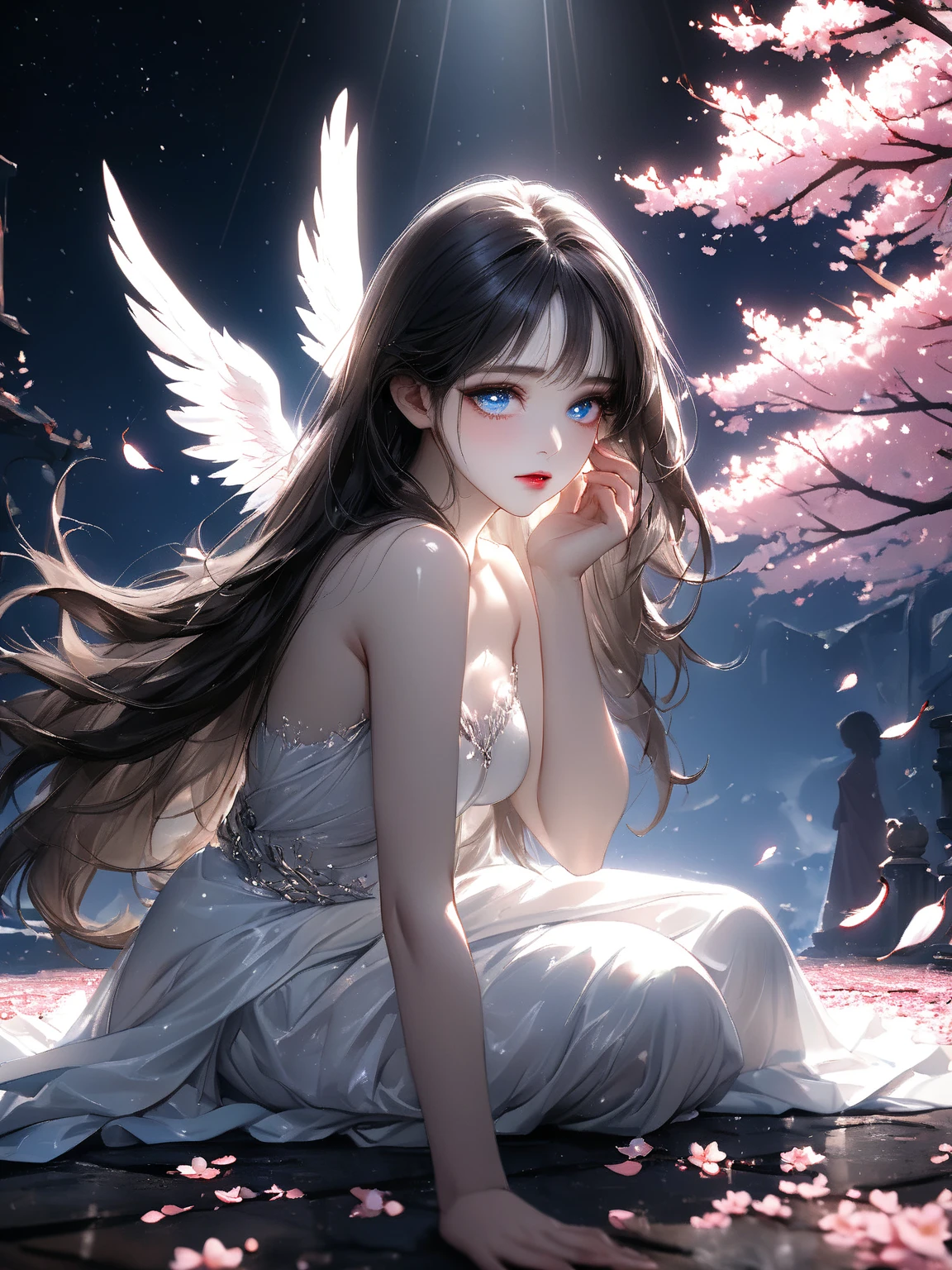 (masterpiece, best quality, ultra-detailed), an angelic girl with a kind and charming demeanor, an innocent childlike quality, gentle smile, fair skin, long hair, flowing dress, gentle breeze, dreamy atmosphere.