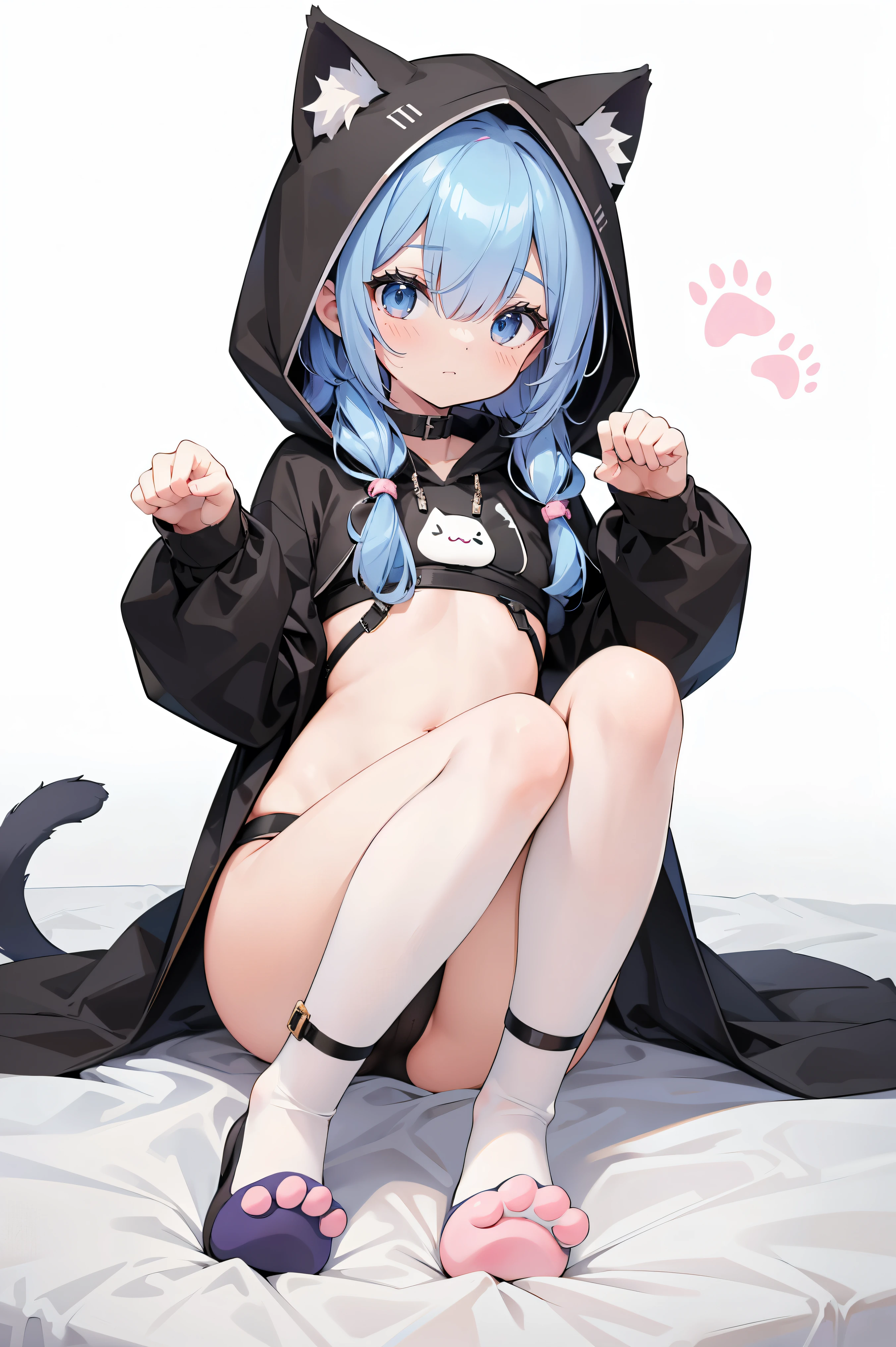 a girl in small tight transparent swimsuit full body, white hair, blue alluring eyes, thick thighs, very thin waist, slim hips, open legs, cameltoe, big cameltoe, big pussy),Hyper detailed, highly detailed face, 4k face, clean, vibrant colors, extremely detailed with rich colors), in a modern urban city, its dawn orange and pink big clouds, blue sky, (thick semi-traditional lineart)