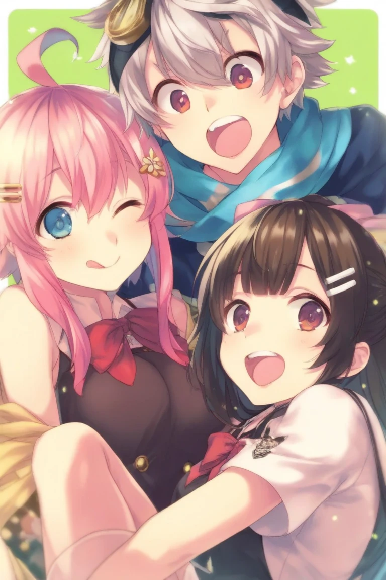 The subject is a boy in the first grade of elementary school. Very young and cute boy A boy with a very young figure Pink Hair He has a harem situation where multiple women are giving him blowjobs on his penis and body.