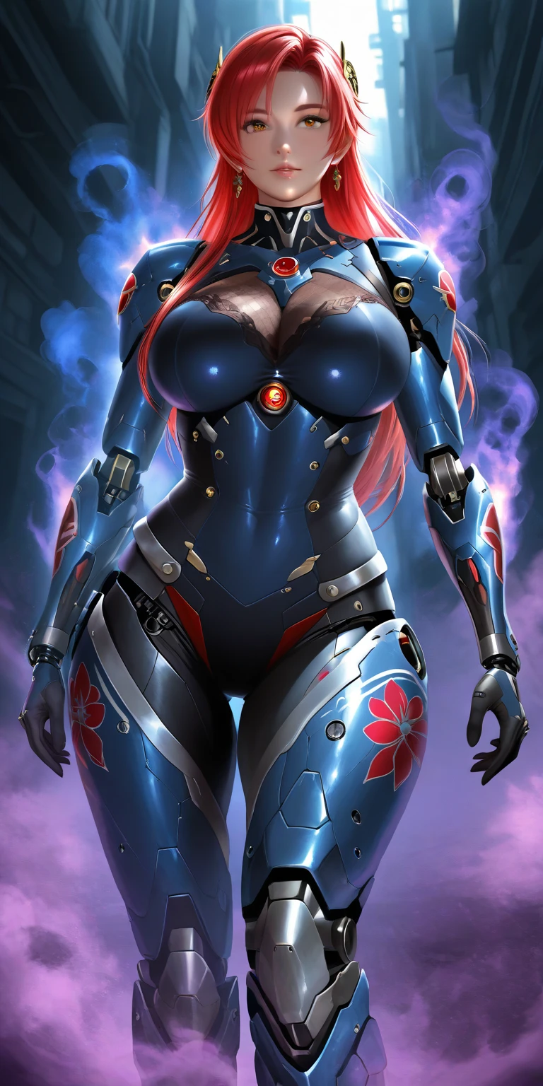 woman in muscular ai suit big tits metriod suit head helmet sixpack