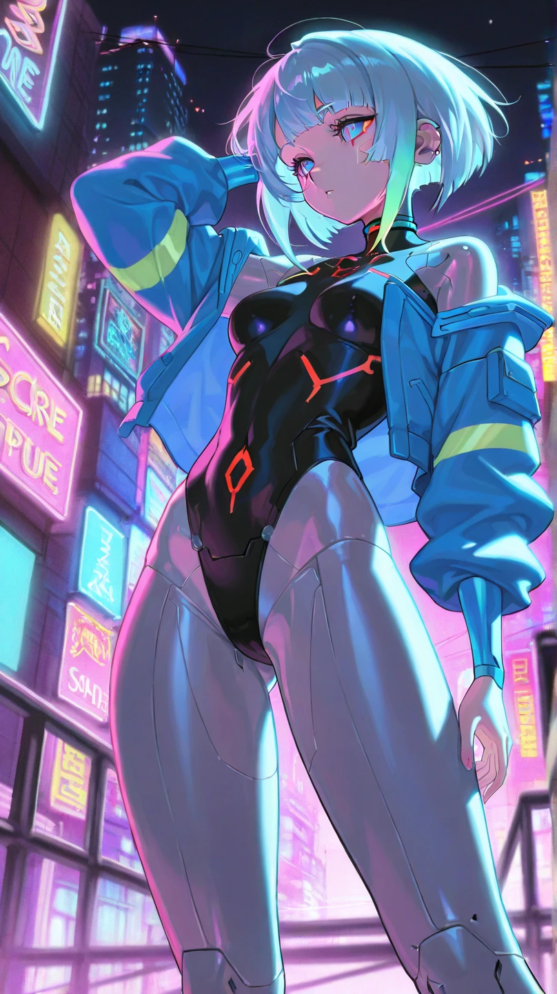 (shylily/(Twich/):1.5),(masterpiece:1.2),(best quality:1.2),(masterpiece), best quality, expressive eyes,swaying hair,Dynamic hair, armed girls in Cyberpunk outfit holding weapon and riding motorcycle on Cyber city street, glowing eyes,long luster coat with front opening, luster bikini under the coat, gloves, luster thighhighs boots, cleavage, navel, cameltoe, luminous headphones, luminous headgears, (luminous accessories:1.2) ,glowing neon,fluorescent orange,cyberpunk, cyber city, blue_light, blue_neon, midnight,perspective,wet ground, pink_sky, dynamic blur background,dutch_angle,vivid colors,ftsbk
