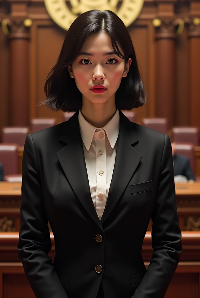 lawyer、woman、Japanese、photograph、Healthy body shape（Big Breasts）、Intellectual、Justice、Court、