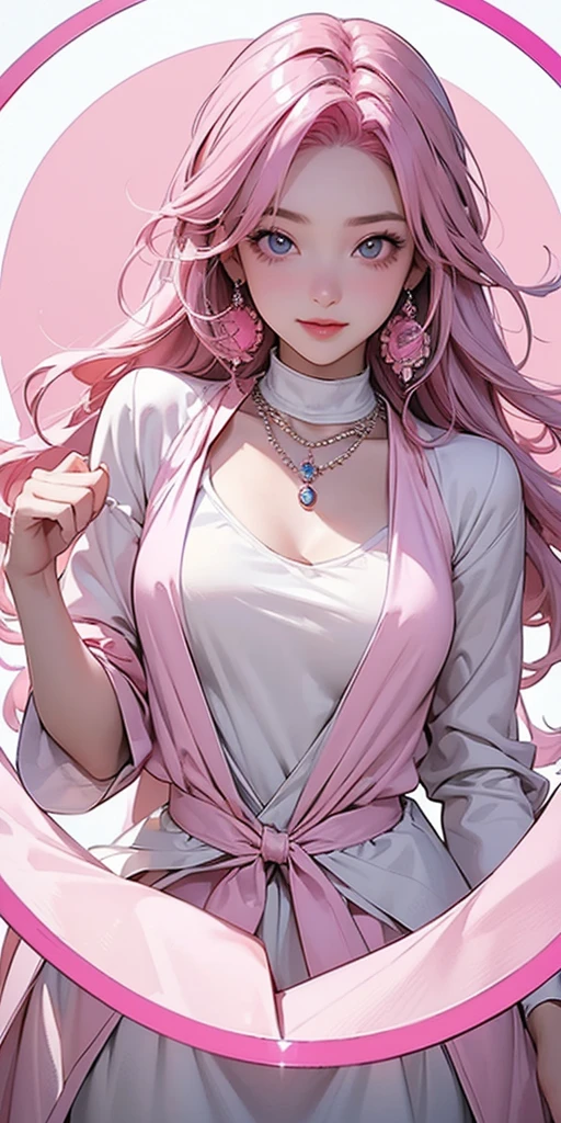 (masterpiece), best quality, beautiful woman, expressive eyes, perfect face, head tilt, 1girl, jewelry, solo, earrings, long hair, looking at viewer, pearl necklace, pink lips, white hair, hair braided and hanging over chest, ((expressive eyes)), sitting down, knees together, feet apart, (seen from above), (first person point of view:1.3), anime