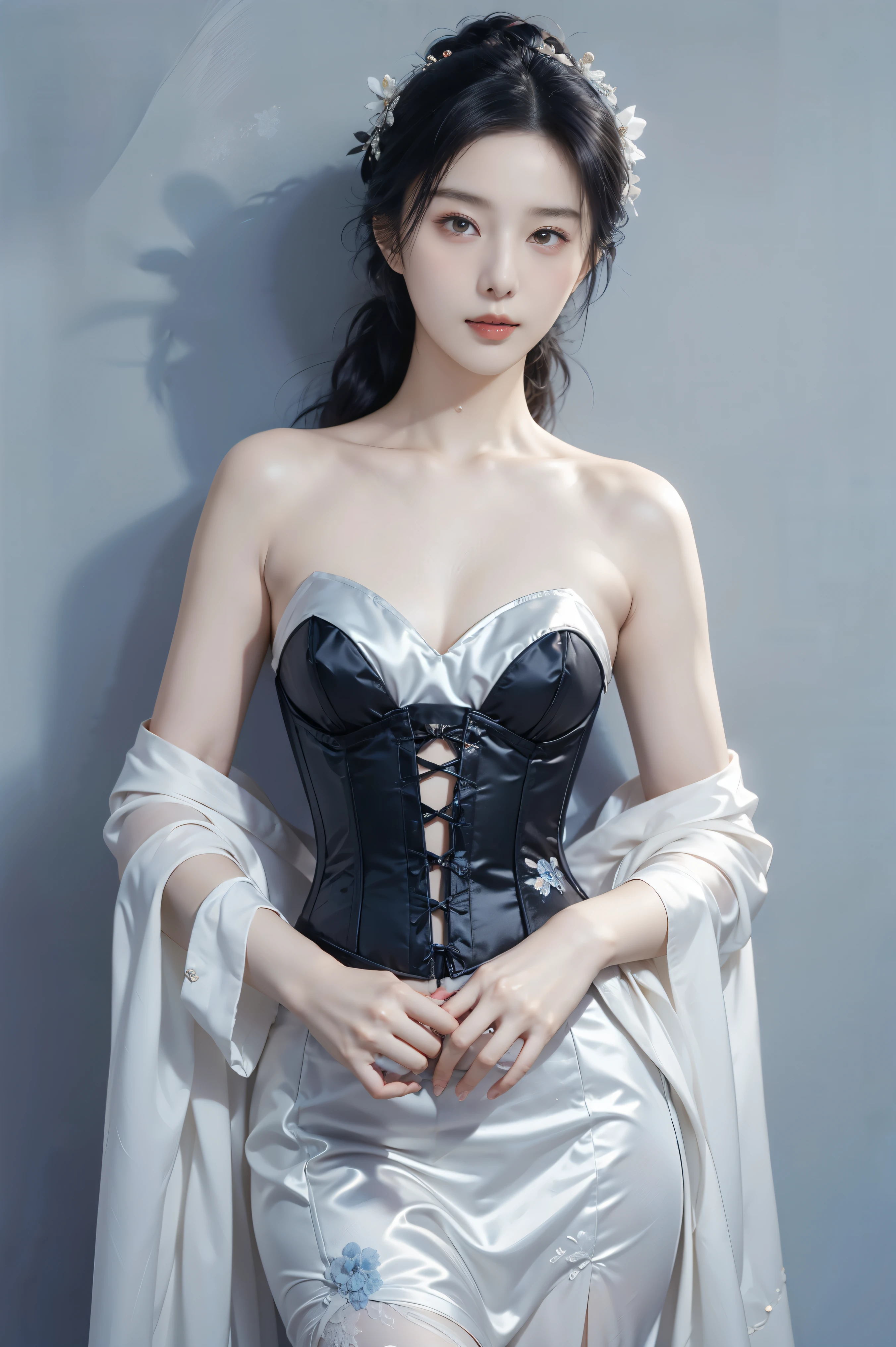 (Highest quality, masterpiece),One girl, Portrait of a beautiful donkey pex, Athletic ability, White jacket, corset, skirt, pants, Black Hair, Redhead, (Very delicate and beautiful face), (Beautiful eyes in every detail), Braid, compensate, choker, Cleavage, Volumetric lighting, Highest quality, masterpiece, Intricate details, Tone Mapping, Sharp focus, Super detailed, Trending on Art Station, Realistic