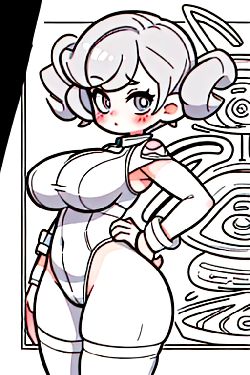 (Same character, front, side, back), (head only), generative front view, generative side view, generative back view, 3 view, female, extremely detailed, character reference sheet, black background, Huge lips styled eyebrows, freckles