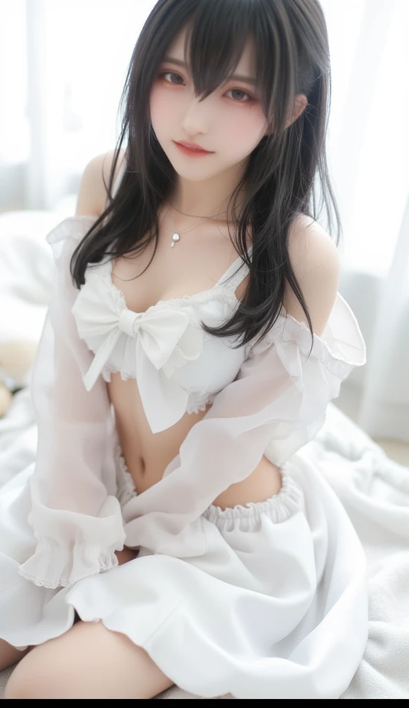 The exact number of fingers，Exact number of legs，Exact number of arms，bangs，Long Straight Hair，Black Hair，(blush:1)，(Put one hand in your panties:1.8)，Fingering，(Pussy juice:1.2)，Cum in mouth，white and navy idol costume，The costume comes with a navy blue idol-style corset.，The costume has a ribbon on the collar.．，It is a costume that covers up to the shoulders.，side，upper arm，and arms，That costume only opens wide at the chest.．，Seamless ultra-thin all-through bunty stockings，white idol style skirt，(Underwear with elaborate and luxurious decorations:1.3)，Ribbon at collar.，(White and pink panties with lots of lace:1.3)，(White Lace Bra:1.2)，Sexy Underwear，Knee socks，Beautiful breasts，(Erect nipples:1)，the skirt is rolled up，super highest quality，Ultra-high resolution，(Fine and beautiful eyes:1.6)，Highly detailed face，(Perfect hands，Perfect Solution)，Embarrassed expression，The expression of someone who is holding back from going to the toilet，(Sexual pleasure facial expressions:1.4)，(Expressions of anguish:1.2)，close your eyes，sexy look，climax，whole body，(16k，Realistic，Realistic，masterpiece，Very detailed，whole body写真，whole bodyアングル)，Young and adorable 16 year old〜20 year old girl，Baby Face，single eyelid，A young and adorable Japanese girl，Long legs，