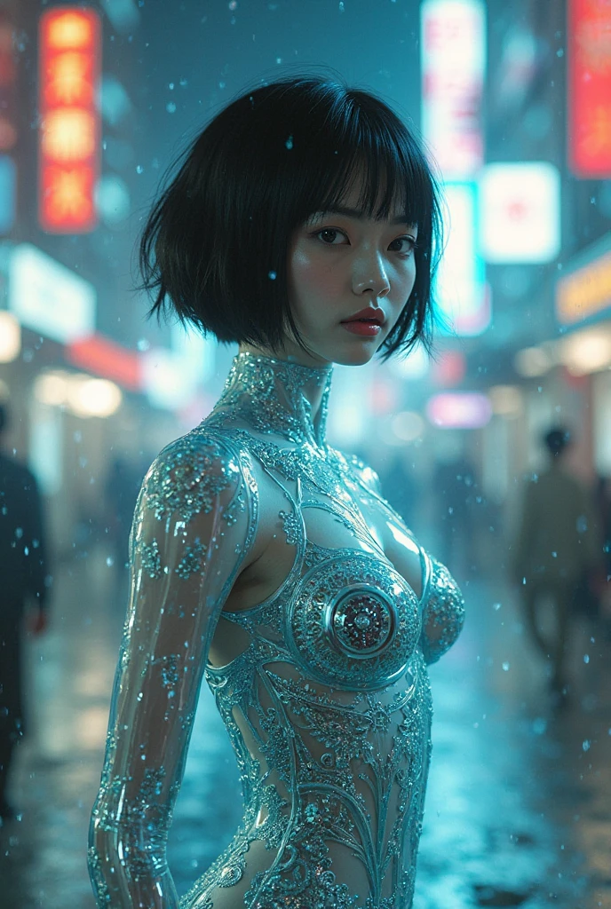 (((Cyberpunkの世界、cyber retro、Pink World、pink neon、Pink Night Sky)))、透明なglassの胴体のアンドロイド暗殺者少女、((glass))、glassの内部の機械、detailed skin from sleeve to chest、Short hair wolf cut、27th Century Tokyo 、 Unforgivable Assassin with Fear of Failure、Giving Despair  、 cruel、Sinister、torture、No escaping、 Blade Runner World 、 Delicate silver-carved body 、Mandala、  Technology from an Unknown Ancient Civilization  、Semi-permanent power source 、 Custom-made with over 20 years of history、 Works by Skilled Craftsmen  、Strong winds、Actual Product、  photo volume unvolume  、((Ancient technology  ))、(( Sexy Model Poses ))、 Cyberpunk、Blue lens flare、 anamorphic lens 、Wide Angle Lens、nsfw:1.2、   A CUTE AND ATTRACTIVE ASIAN WOMAN   、 innocent face、 Beautiful face of a 20 year old 、  sexy idol、Actual Product、detailed skin from sleeve to chest、  photo volume unvolume  、 film art style、 cinematic lights 、 Lomography 、Likeくて魅力的なアジア人女性、 beautiful fashion model with big white wings 、 cute Japanese girls 、double eyelids、nsfw、(dull eyes)、(round face)、smile、thin lips、元気Likeいグラビアアイドル、Like々 Functional gravure idol 、Likeくてかわいいグラビアアイドル、Likeいグラビアアイドル、 BEAUTIFUL JAPANESE WOMAN'S FACE、かわいい魅惑的なsmile、 japanese model、 Beautiful asian woman in school uniform 、 Cute beautiful face girl、expressionless、 cool face 、 Plump Cheeks 、Big Cheeks、 Strapless Dark Red Gothic Lolita Corset Mini Dress that accentuates the shape of the chest、  Cute idol schoolgirl face 、 Immerse yourself in a dark world 、