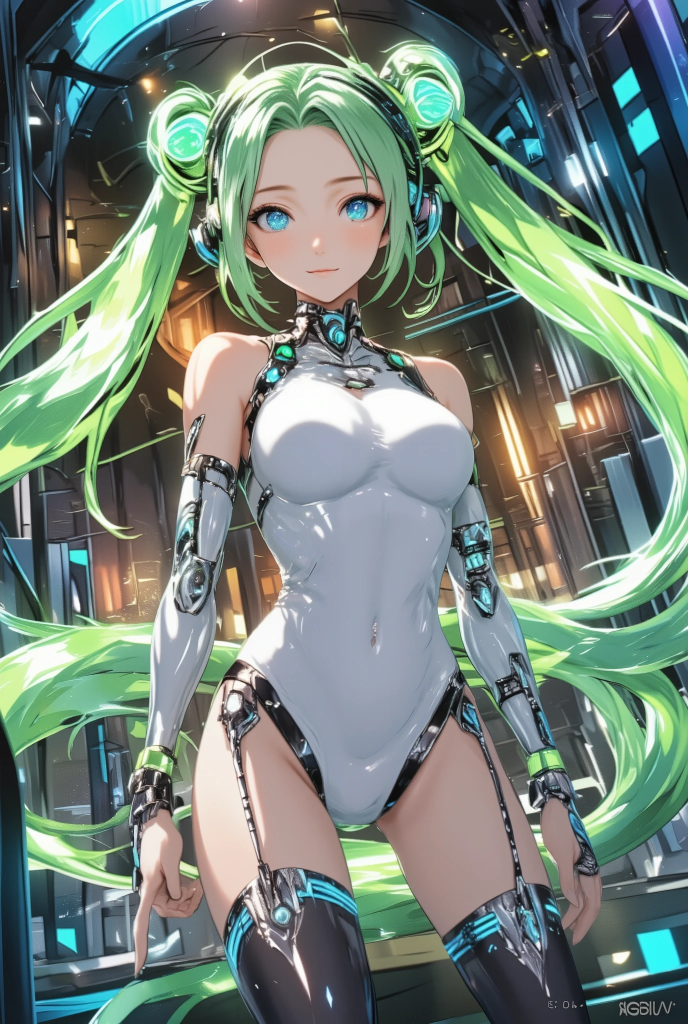 ( masterpiece、 Best Quality、 Best Quality、Official Art、 beautiful and beautiful :1.2)、(one girl:1.3) ,、light green twin tails, beautiful breasts,(dynamic angle:1.4), ((full body pose:1.5), (colorful:1.2), (Highly Detailed CG Unity 16K Wallpaper:1.1), ( noise cancellation intensity : 1.45), (masterpiece:1.37), ((Official Art)), Best Qualityの, (realistic), GREEN CYBERGIRL, 2 Head Body ,Deformed Characters, cute expression , (Super long hair:1.6),Full hair,moving hair, Gold,shining eyes,( blue eyes :1.2), wire, (Led:1.3), (hologram:1.2), ((Transformation pose:1.5)),((dynamic poses:1.5)), 8k resolution, (anime style:1.3), cinematic lighting, Color Difference, Spark of Light, ray tracing, blend, super wide angle , a compliment by touching a girl , (masterpiece), (masterpiece), ((Best Quality)), ((masterpiece)), NFSDW,girl,IU 2,_ queen,silver hair,medium chest,curvilinear,
BREAK Masterpiece,Best Quality,great quality,IU 2,photorealistic,high resolution,newest,detailed eyes,Detailed Pupils,n clothes with attention to detail,illustrations,Official Art,art style,fantasic illustrations,(masterpiece, Best Quality, beauty, Best ratio, Best Shadow,ベストillustrations, Wallpaper size,1080×2400 pixels,Detailed Faces,one girl on her back, Japan Theme, Detailed Outfits) Realistic racing scene featuring female ( golden ratio , Full racing sponsor digital screen and bright golden hour sky. Female supermodel wears stylish racing themed sporty detailed outfit, Vivid color racing sponsor patches and subtle sharp color design. digital race signal light bulbs are on .
high image quality, high contrast, high color satin ,cinematic lighting,Ultra-detailed translucent female, Illuminated biomechanical structure under the skin, Outlined with glowing vein-like light, Futuristic exoskeleton, Sci-fi elegance, Soft Focus Backdrop, extreme realism, デジタルアートmasterpiece ,Clothes are very pale white and transparent. Clothes look like mechanical parts, Clothes shine a dazzling silver color when exposed to light