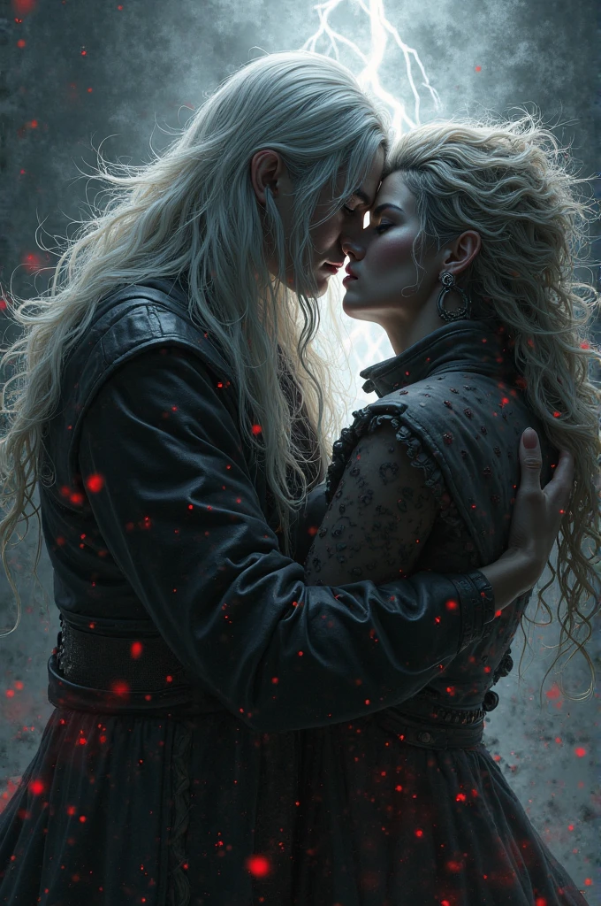 Make a picture of Aemond Targaryen kissing Lucerys Velaryon