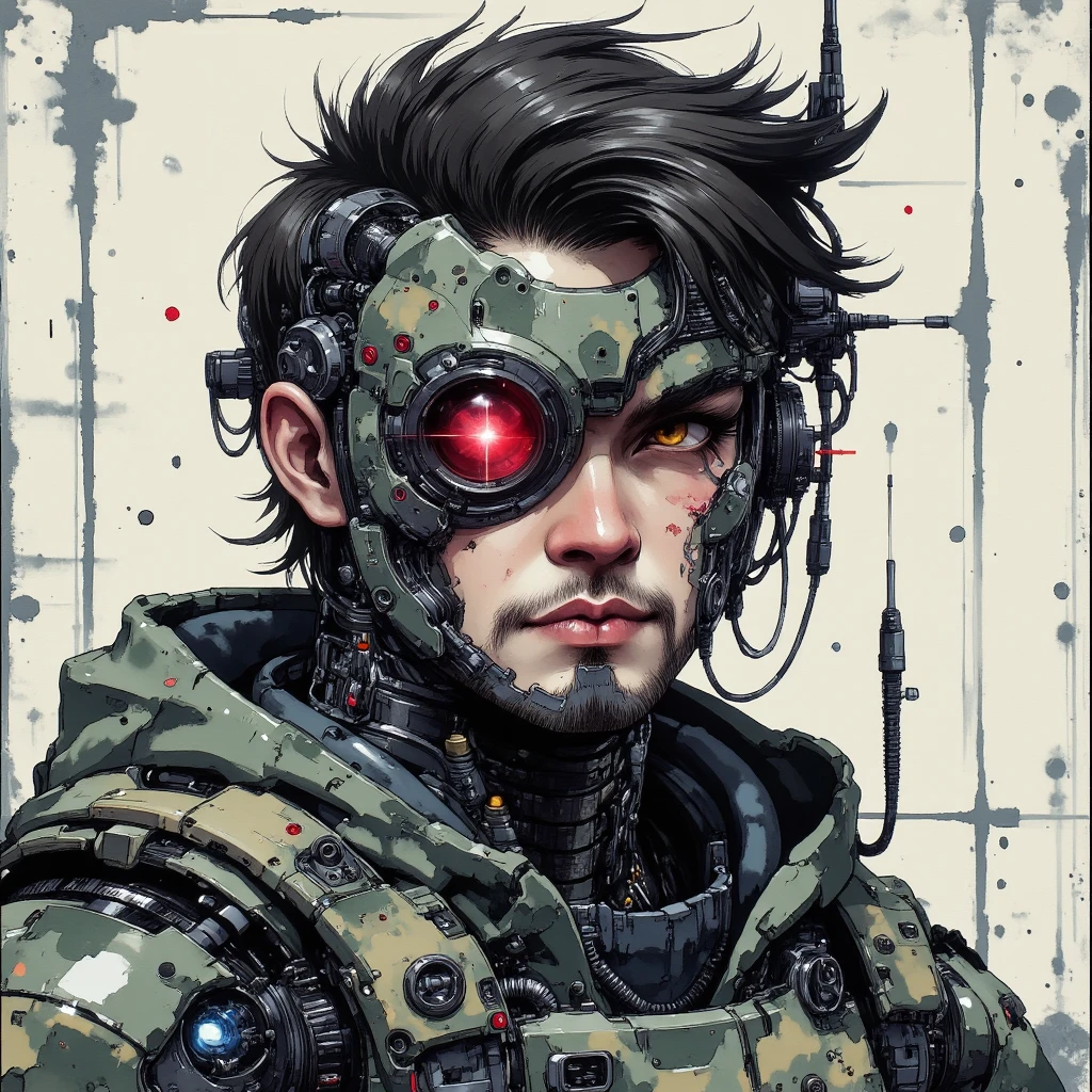 Half-dead in the wasteland of steel and cement
Like a failed experimentI'm a phantom of flesh and fantasy
A machine with a soul in agony
Is there anything left to save of me
Be my remedy
(best quality:1.3), (highres:1), (detailed:1.3), (incredible:1.3), (perfect:1.3), (perfection:1.3), (volume cover art:0), (illustration:1.3), art by artist yoji shinkawa and artist  todd mcfarlane and artist  kentaro miura