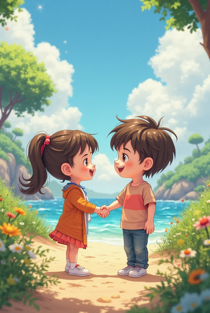  Cute Boy and  cute girl bestfriend background beach 18 plus 

