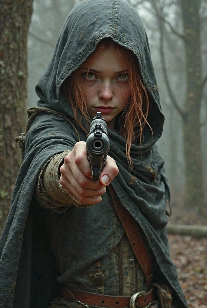 Generate an image of an enchanting female handgunner sorceress. She combines the rugged charm of a sharpshooter with the mystical allure of a spellcaster. Clad in a sleek, form-fitting outfit that blends leather and magical fabrics. Her long, flowing hair dances with sparks of magic, and her piercing eyes captivate with a bewitching glow. hogtied&gagged, (otm gag:1.5), laying on stomach, in a moonlit forest clearing, she exudes an aura of deadly precision and irresistible allure, ready to cast spells and fire enchanted bullets with equal prowess. Inspired by the works of (Annie Leibovitz:1.4) and (Thomas Kinkade:1.3).