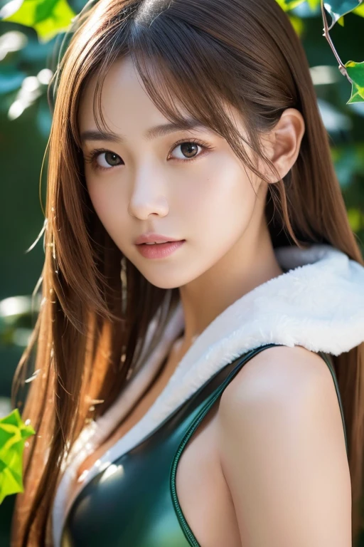 best quality, high resolution, extremely detailed photography, (photorealistic), upper body shot, professional lighting, ((a girl, solo)), beautiful detailed face and eyes, Euphoria, Wearing Maxi dress, in Enchanted forest