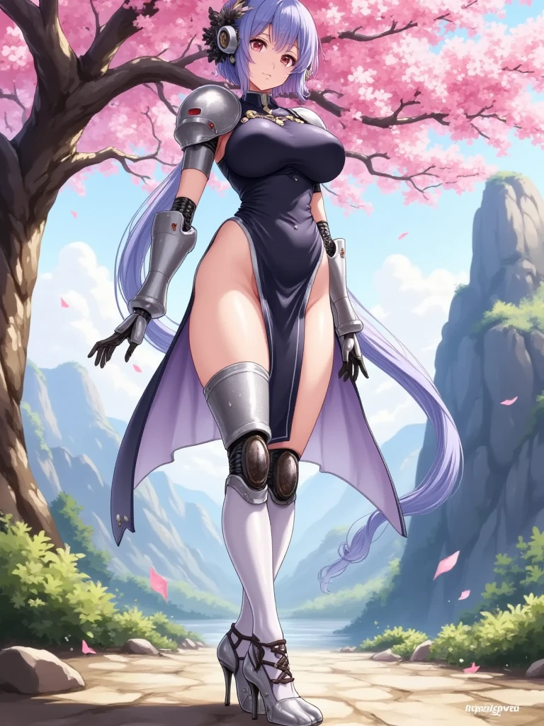 silver hair, big breast, magical girl, full body , walking, alone, 1character, forest