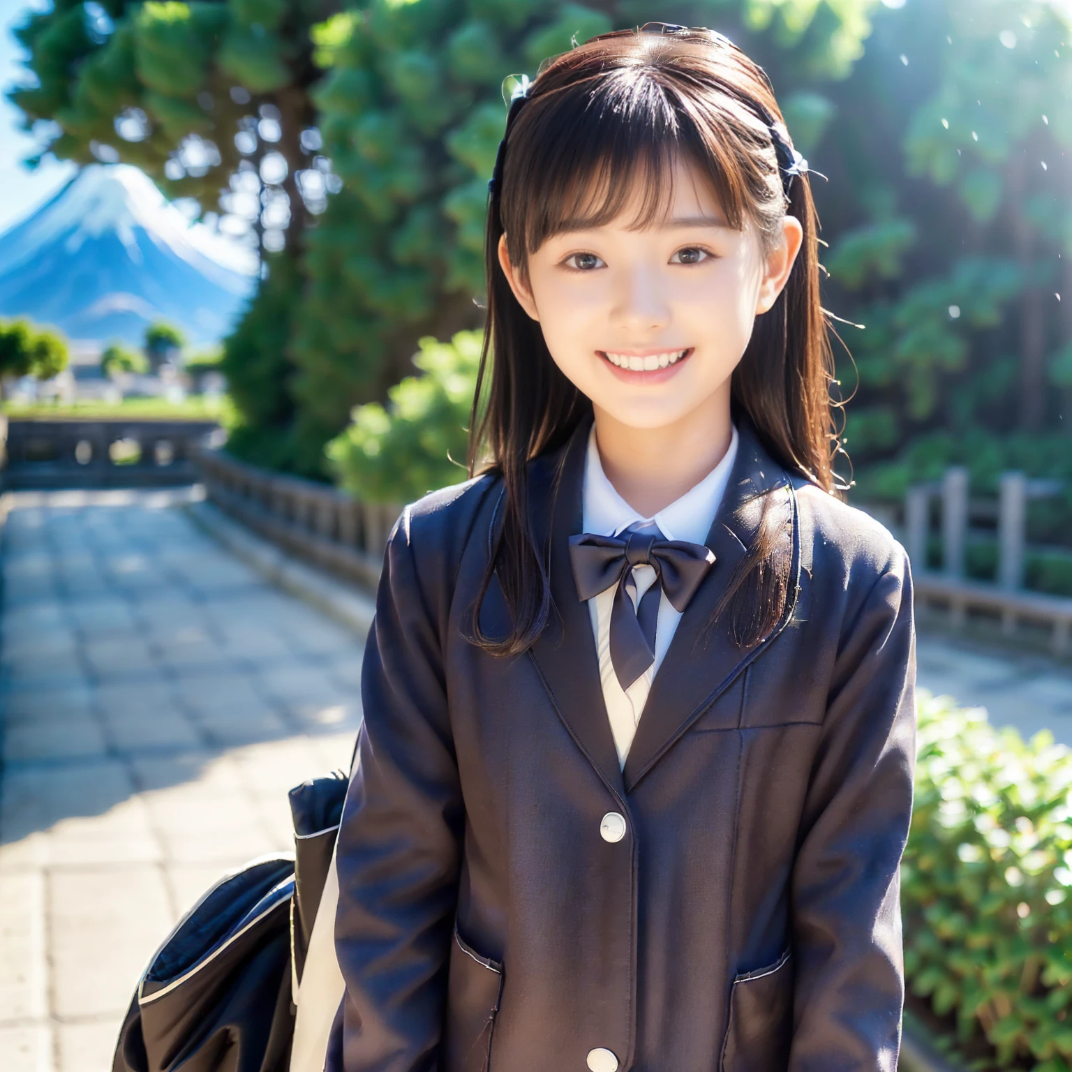 Japanese,10 years old,Innocent face,Teenage Girl,cute,Primary school students,Private elementary school,uniform,Summer clothes,Sitting