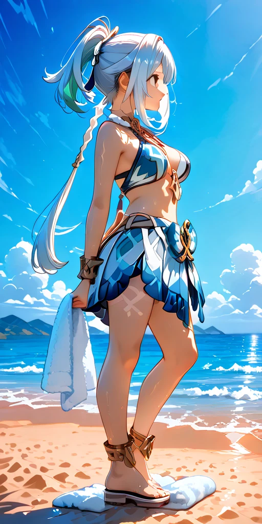 Swimwear、Concept Art、masterpiece、smile、whole body、high resolution、Playing in the sea