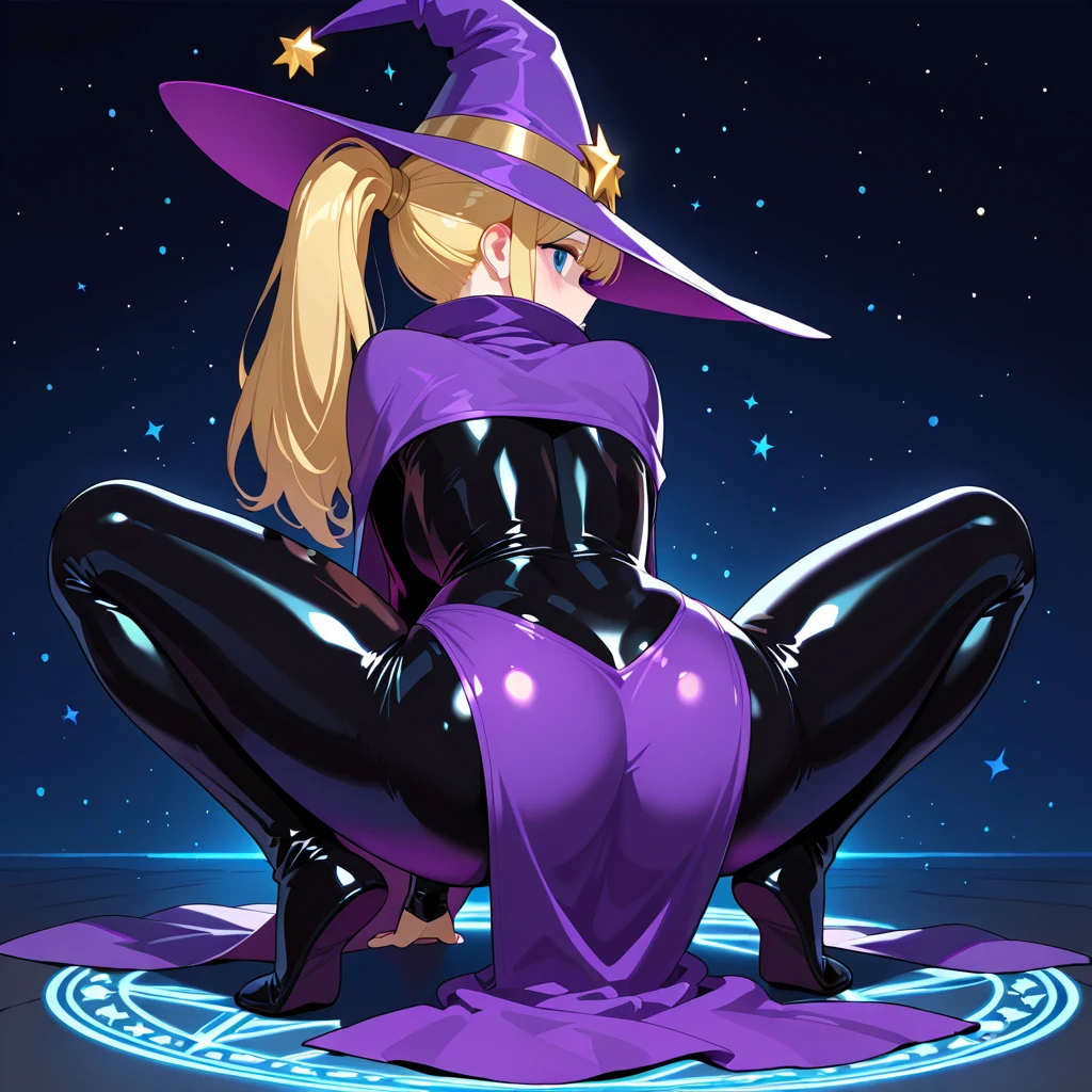 mona_tpa, witch hat, pantyhose, star_(symbol) pantyhose, (bunda grande), pov bunda, sorriso sexy, olhar penetrante, alta qualidade, bem detalhado, 8k, obra-prima