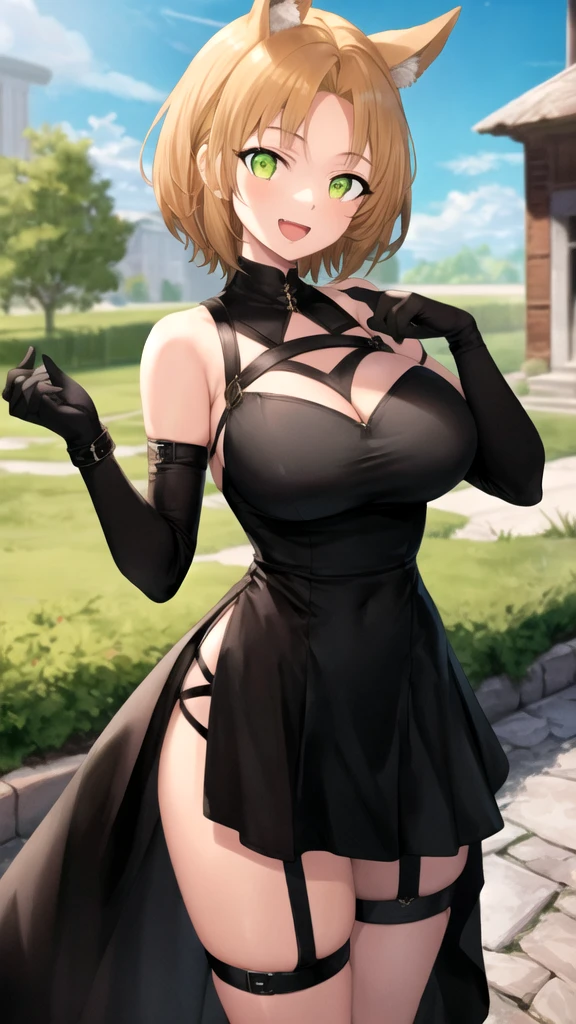 (Very detailed CG Unity 8K 壁紙),(masterpiece), (Highest quality), (Very detailed), (Best illustrations),(Best Shadow)、(Perfect and beautiful eyes)、1girl :q absurdres ahoge bare_shoulders black_dress black_gloves black_panties black_thighhighs blush breasts china_dress chinese_clothes cleft_of_venus closed_mouth clothes_lift commentary_request covered_navel double_bun dress dress_lift fate/large_order fate_(series) female_pubic_hair fujimaru_ritsuka_(female) gloves gluteal_fold gold_trim hair_bun heart heart_hands highres large_breasts lifting_own_clothes looking_at_viewer m-da_s-tarou one_side_up orange_eyes orange_hair panties partially_ass visible_vulva pelvic_curtain pubic_hair short_dress short_hair side-tie_panties smile solo sweat thighhighs tongue tongue_out underwear wedgie
