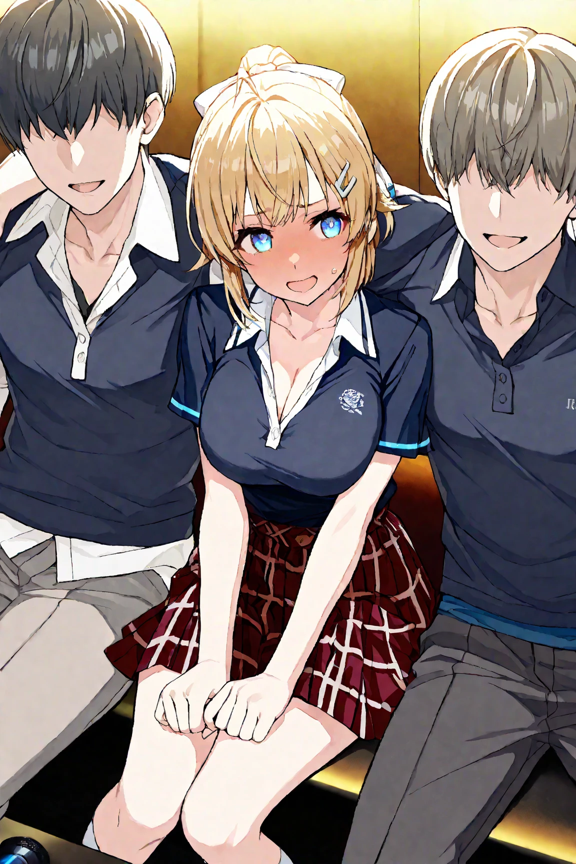 Anime images of a woman holding a in the classroom,