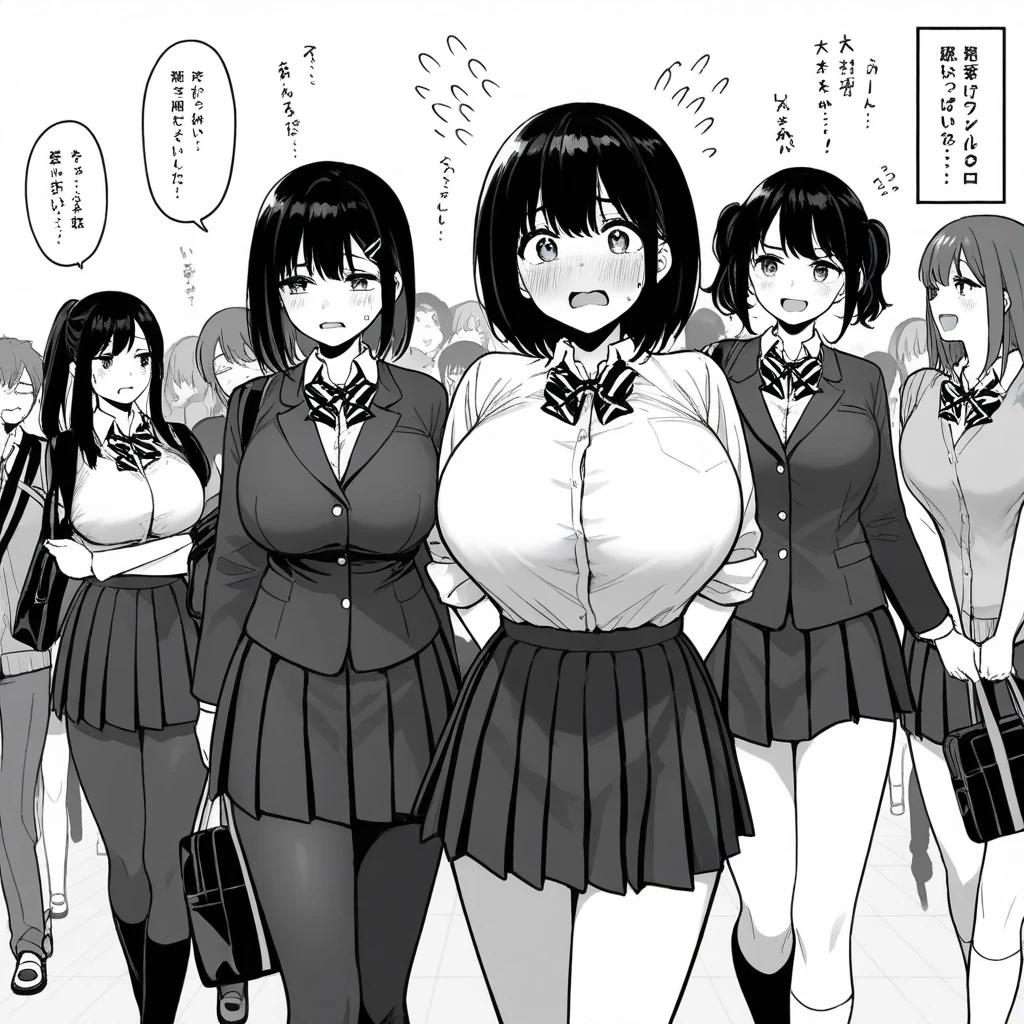 NSFW:1.3. Anime drawing with vivid colors. Full-body drawing. The young wife is a former student council president. One adult woman. (((Shirt open wide, white bra, skirt down, white underwear))), (((Leaning forward、 Concerned face, displeased, sweat, glaring, frown, clenched teeth, anger, flushed cheeks))), (White vertical striped sleeveless shirt with collar showing collarbone (((black long skirt)))), (night:1.3 Apartment Room Sexy)、 (((Short black hair, ponytail, straight hair, swept-to-the-side bangs:1.9 Slanted eyes Brown eyes Tall Big breasts Strong Beautiful Cute)))