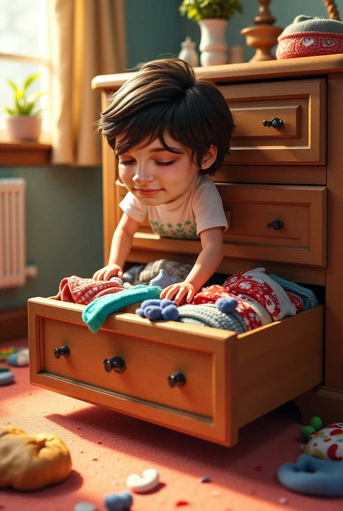 There is a small child standing in a room with a bed, Comercial de TV, foto comercial do brinquedo, 3 d animation demo reel, 3D animation, 3 d animation, inside a child's bedroom, childs bedroom, animation style rendering, video still, stop motion animation, Simba, cena do filme live action, 3 d product render, "Hiper realista, imagem detalhada