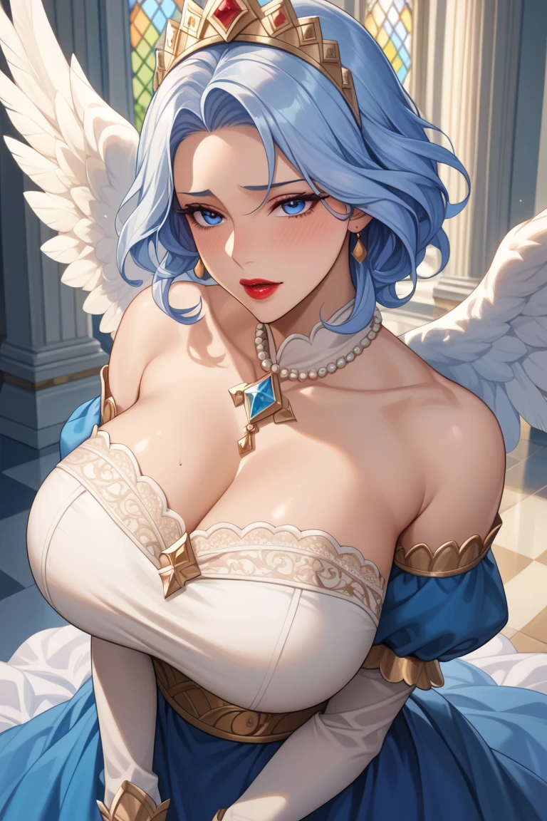 masterpiece:1.4,best-quality,Super Detail,Very Delicate and Beautiful, ((( nsfw, royal woman with spread legs, orgasming, garter belt, garter stocking, royalty dress ))), very gigantic breasts, cleavage, very slender, off-shoulder, perfect face, beautiful eyes, sitting
